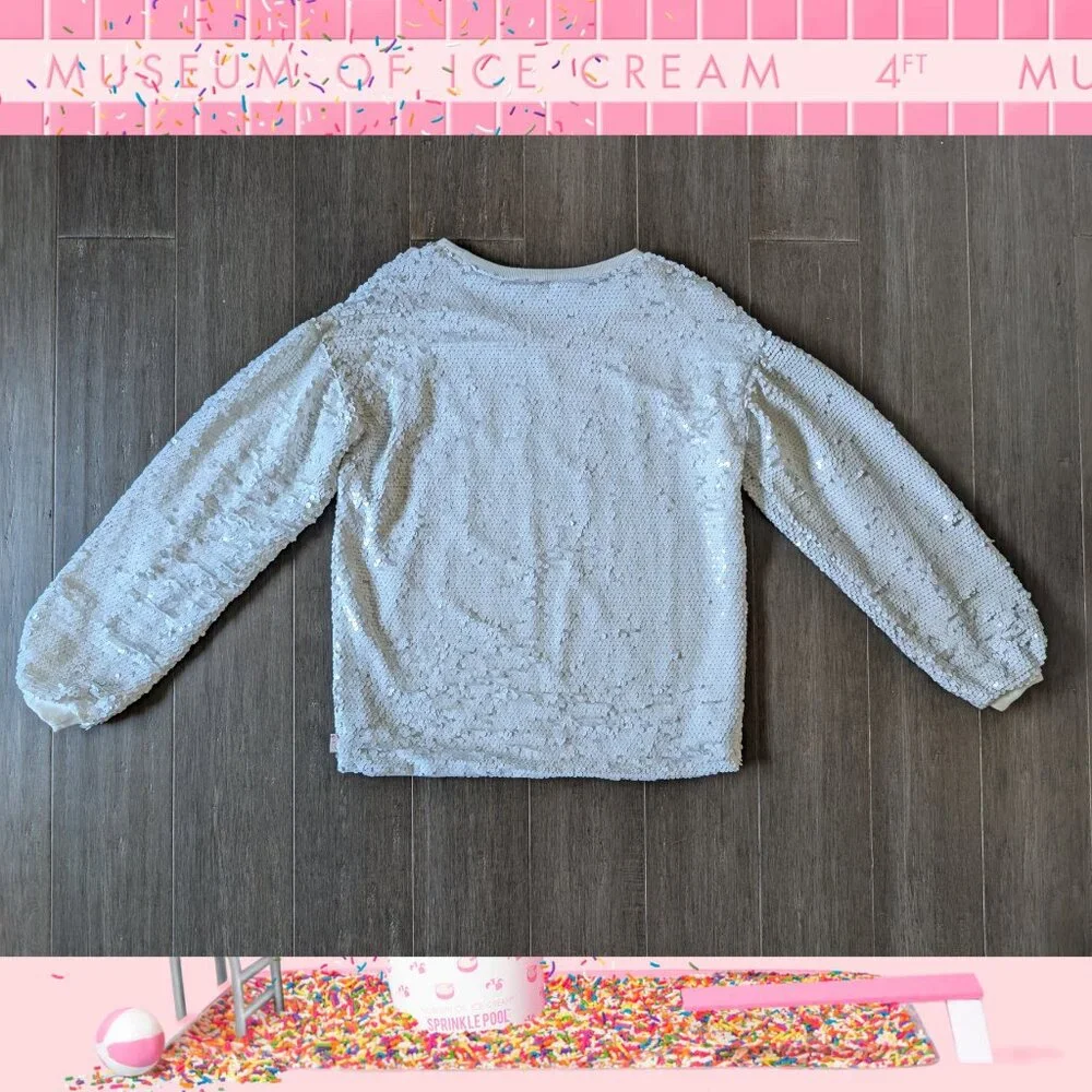 Art Class for Target, Girls White Sequined Sweatshirt, Sz XL (14/16)